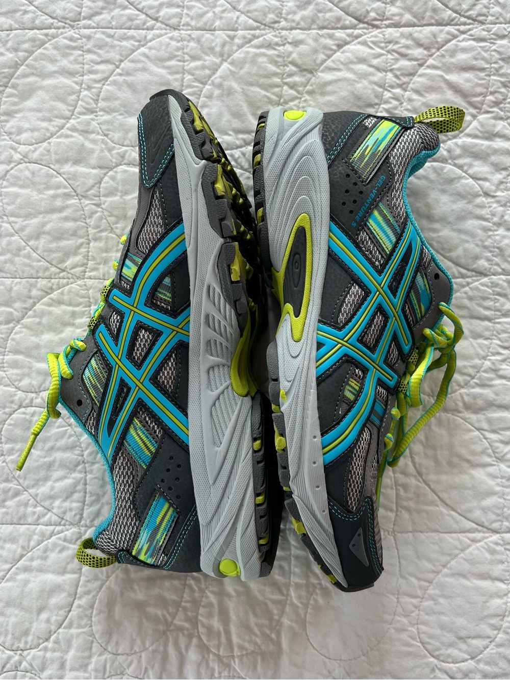 Asics Gray/Teal/Lime Gel Venture 5 Women’s Running Shoes Sporty Athletic Cute